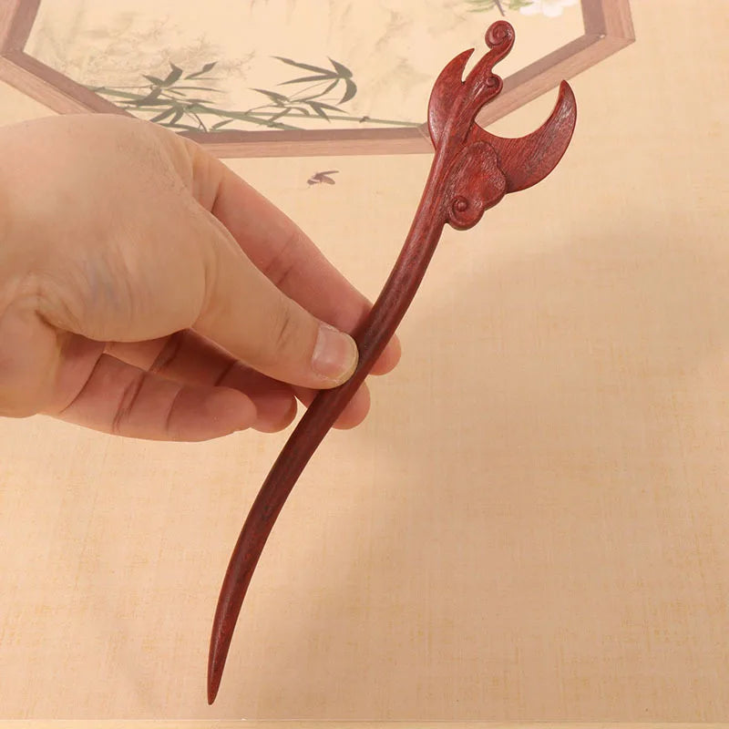 Horquilla de sándalo Retro nuevo Cheongsam chino, tocado de pelo Pan, horquilla de madera bonita de estilo antiguo de alta calidad