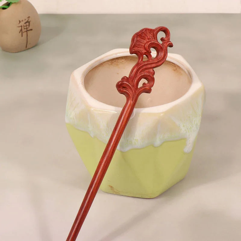 Horquilla de sándalo Retro nuevo Cheongsam chino, tocado de pelo Pan, horquilla de madera bonita de estilo antiguo de alta calidad