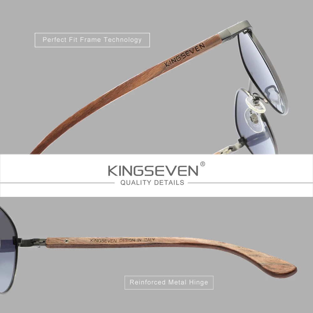 Gafas de Sol Retro de Madera KINGSEVEN, Polarizadas, para Hombre y Mujer, Gafas de Moda con Protección UV400, para Conducir al Aire Libre, de Nogal, de Lujo, con Montura Redonda