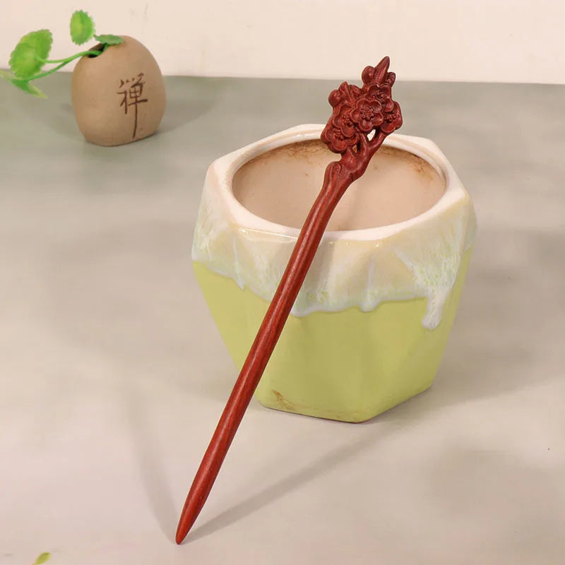 Horquilla de sándalo Retro nuevo Cheongsam chino, tocado de pelo Pan, horquilla de madera bonita de estilo antiguo de alta calidad