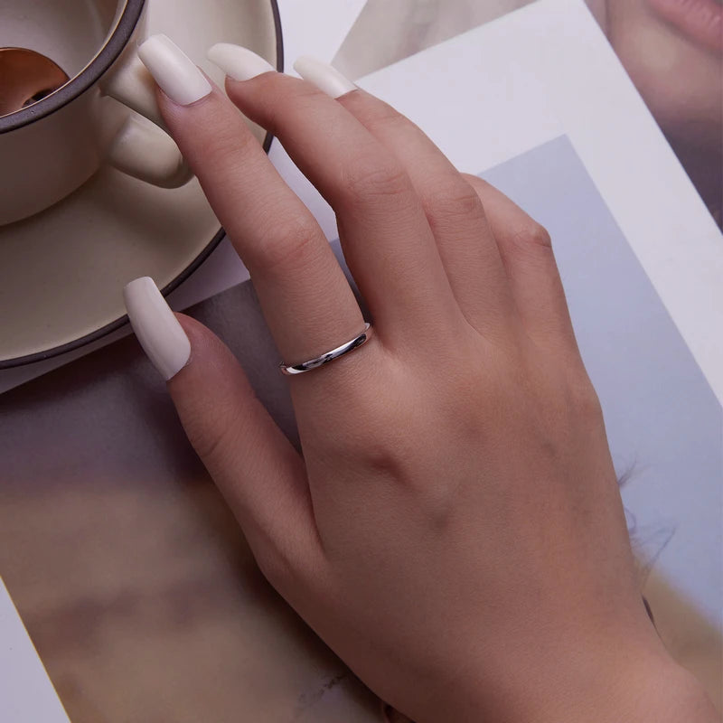 BAMOER, anillo de boda de Plata de Ley 925 de alta calidad, anillo redondo clásico para dedo, joyería de compromiso de boda para mujer, regalo SCR343