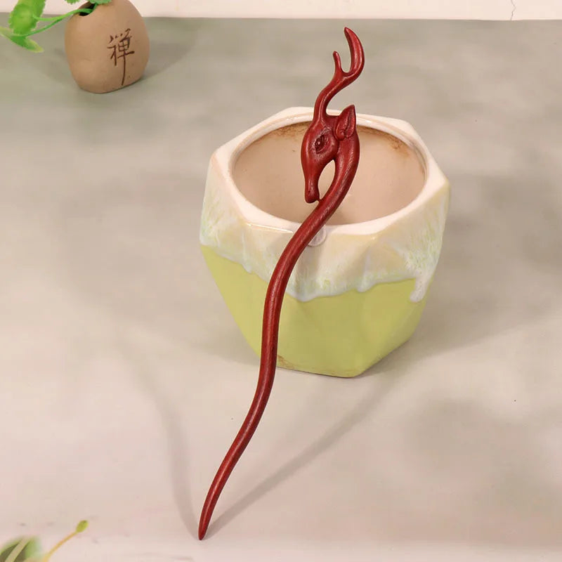 Horquilla de sándalo Retro nuevo Cheongsam chino, tocado de pelo Pan, horquilla de madera bonita de estilo antiguo de alta calidad