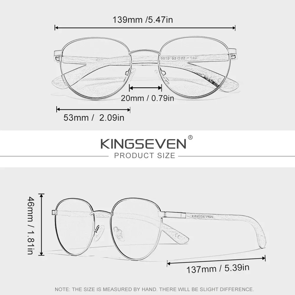 Gafas de Sol Retro de Madera KINGSEVEN, Polarizadas, para Hombre y Mujer, Gafas de Moda con Protección UV400, para Conducir al Aire Libre, de Nogal, de Lujo, con Montura Redonda