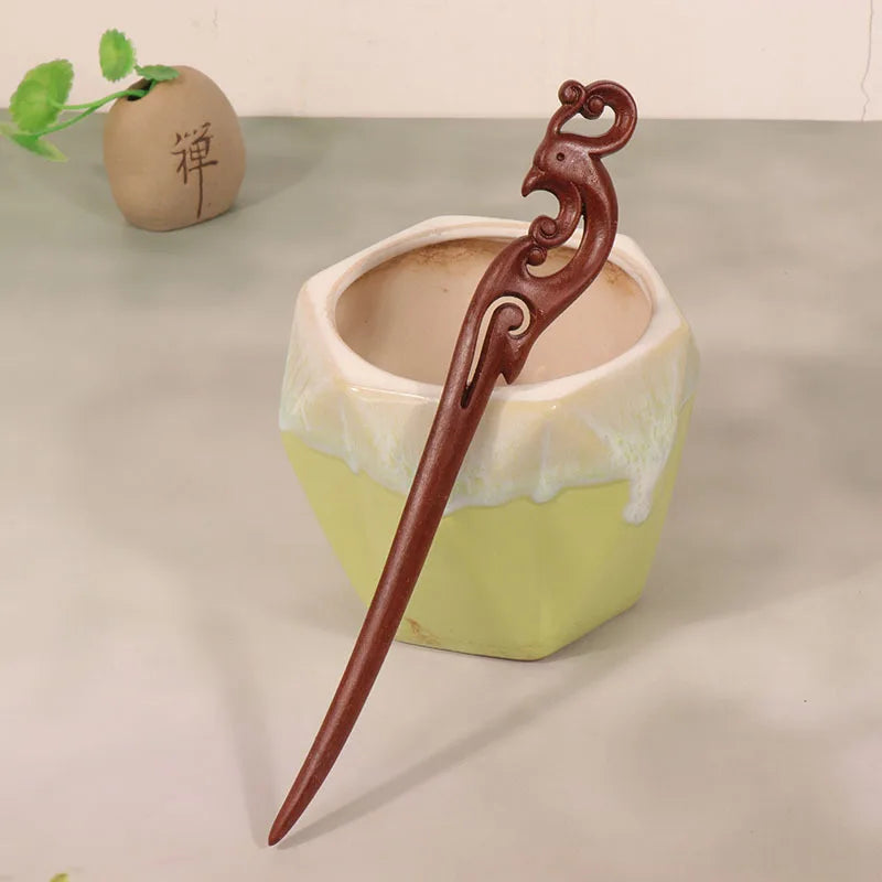 Horquilla de sándalo Retro nuevo Cheongsam chino, tocado de pelo Pan, horquilla de madera bonita de estilo antiguo de alta calidad