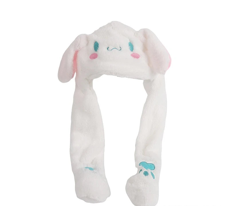 Nuevo gorro de felpa suave de invierno, kawaii, Sanrio, Hello Kitty, Melody, Cinnamoroll, Kuromi, gorro con orejas móviles, lindo gorro de anime, cálido, de juguete, para niñas, regalos.