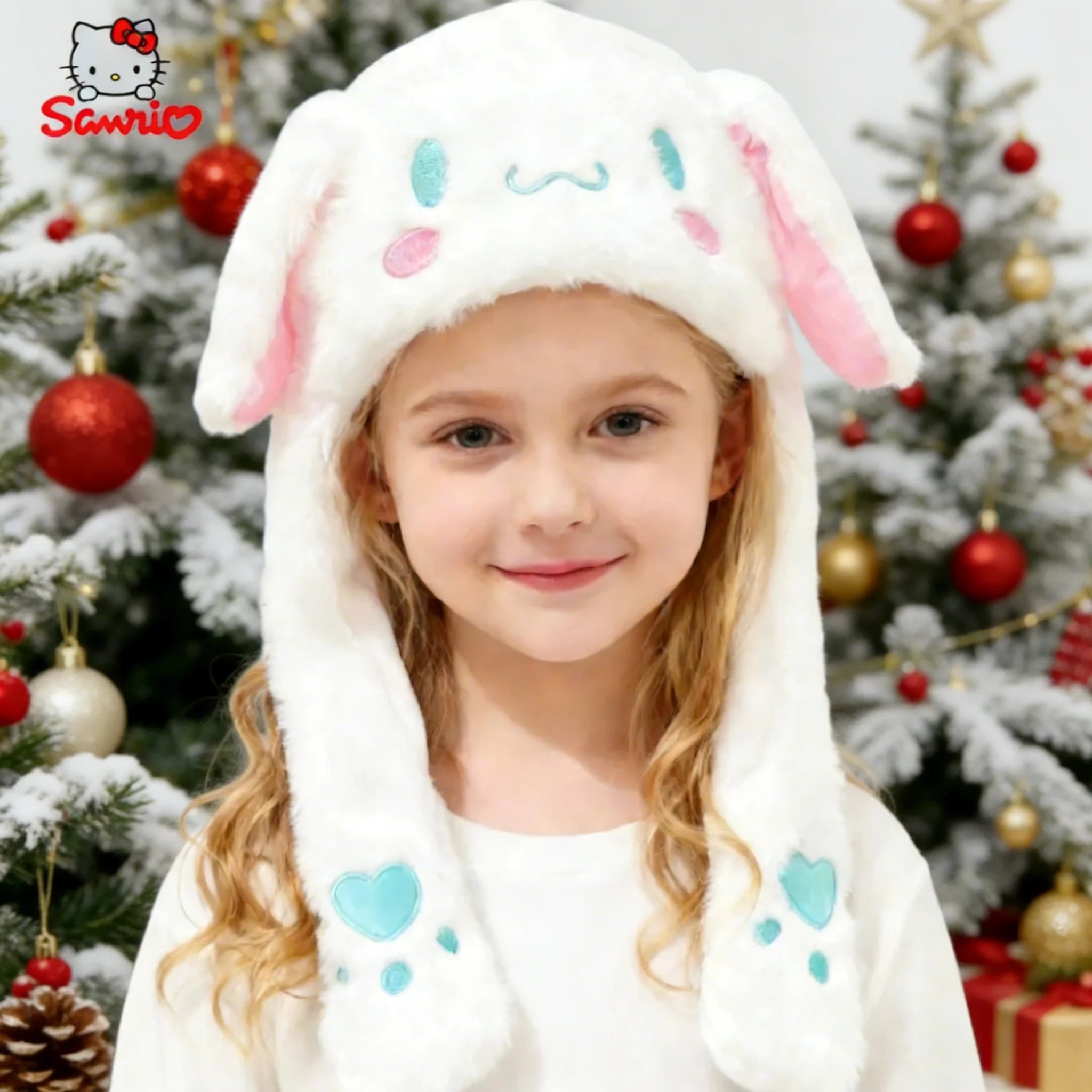 Nuevo gorro de felpa suave de invierno, kawaii, Sanrio, Hello Kitty, Melody, Cinnamoroll, Kuromi, gorro con orejas móviles, lindo gorro de anime, cálido, de juguete, para niñas, regalos.