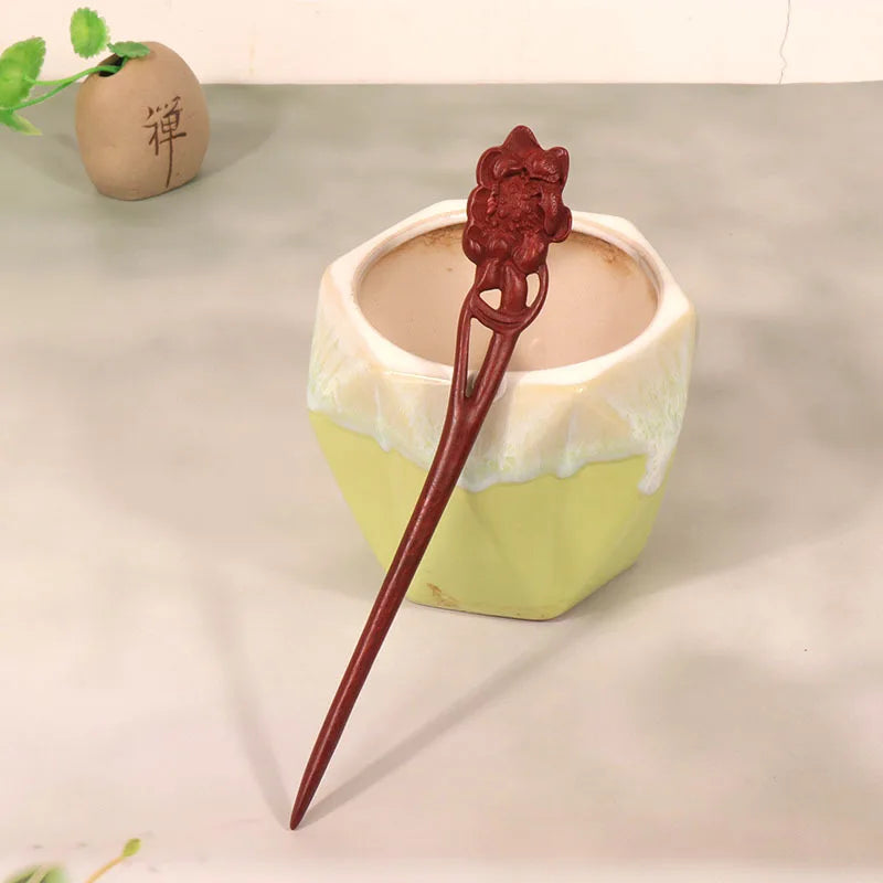 Horquilla de sándalo Retro nuevo Cheongsam chino, tocado de pelo Pan, horquilla de madera bonita de estilo antiguo de alta calidad