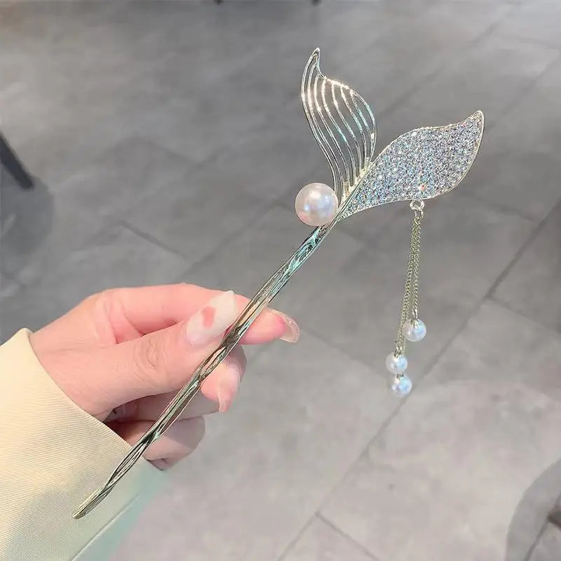 Horquilla para el pelo de estilo chino elegante, horquilla con borla para moño, diseño Floral tradicional, joyería para mujer, accesorios para el cabello