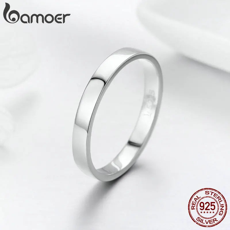 BAMOER, anillo de boda de Plata de Ley 925 de alta calidad, anillo redondo clásico para dedo, joyería de compromiso de boda para mujer, regalo SCR343