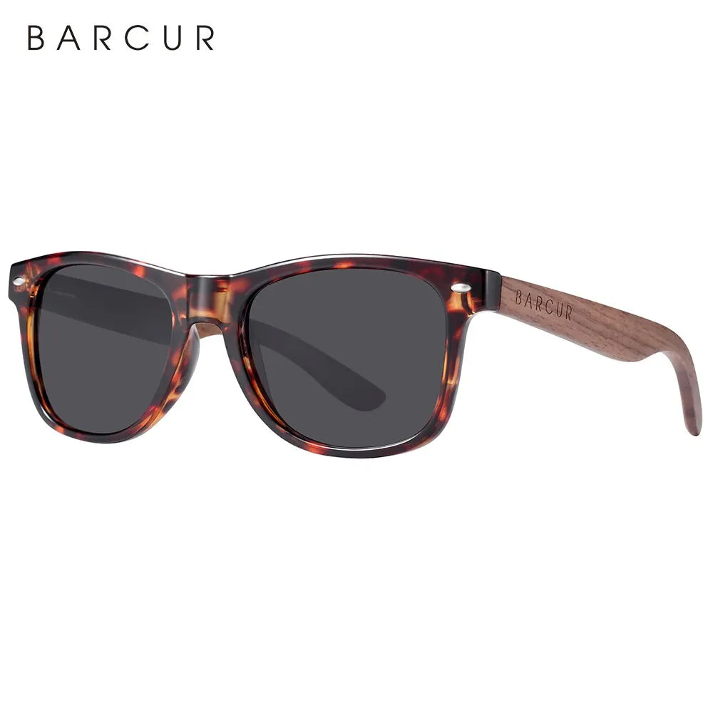 Gafas de Sol de madera natural BARCUR, gafas de sol polarizadas para hombre, gafas de sol de nogal negro, protección UV400