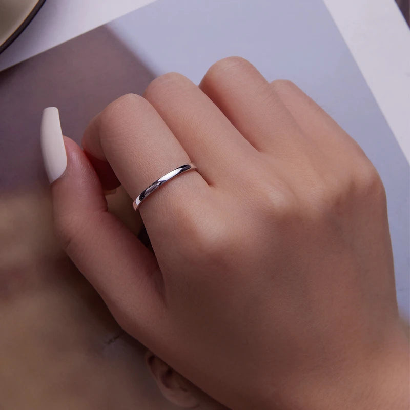 BAMOER, anillo de boda de Plata de Ley 925 de alta calidad, anillo redondo clásico para dedo, joyería de compromiso de boda para mujer, regalo SCR343