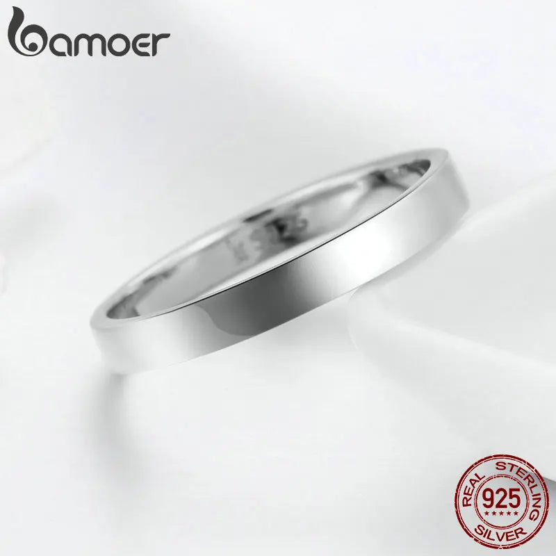 BAMOER, anillo de boda de Plata de Ley 925 de alta calidad, anillo redondo clásico para dedo, joyería de compromiso de boda para mujer, regalo SCR343