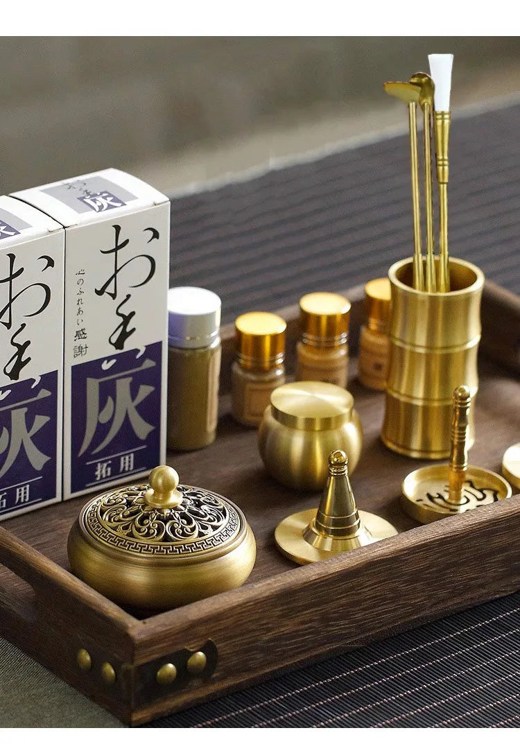 Juego de quemador de incienso de latón, Kit de producción de aromaterapia, soporte de molde de incienso, Yoga, meditación, aromaterapia casera
